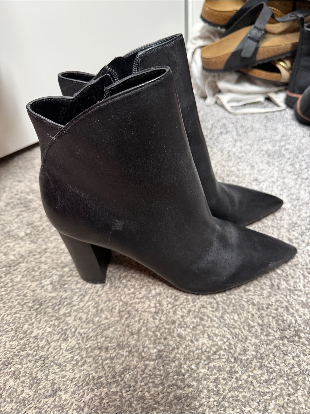 Marc Fisher Black Pointed Toe Ankle Booties